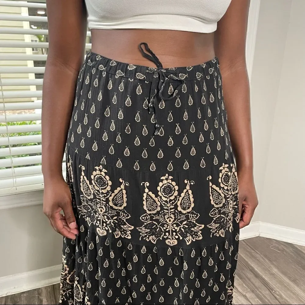 Lauren Ralph Lauren Floral Maxi Fare Skirt Paisley Elastic Waist Cotton Sz.MP